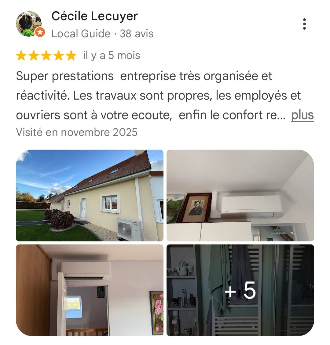 Avis Google 5 étoiles — Cécile Lecuyer (Local Guide) — client S2E Normandie