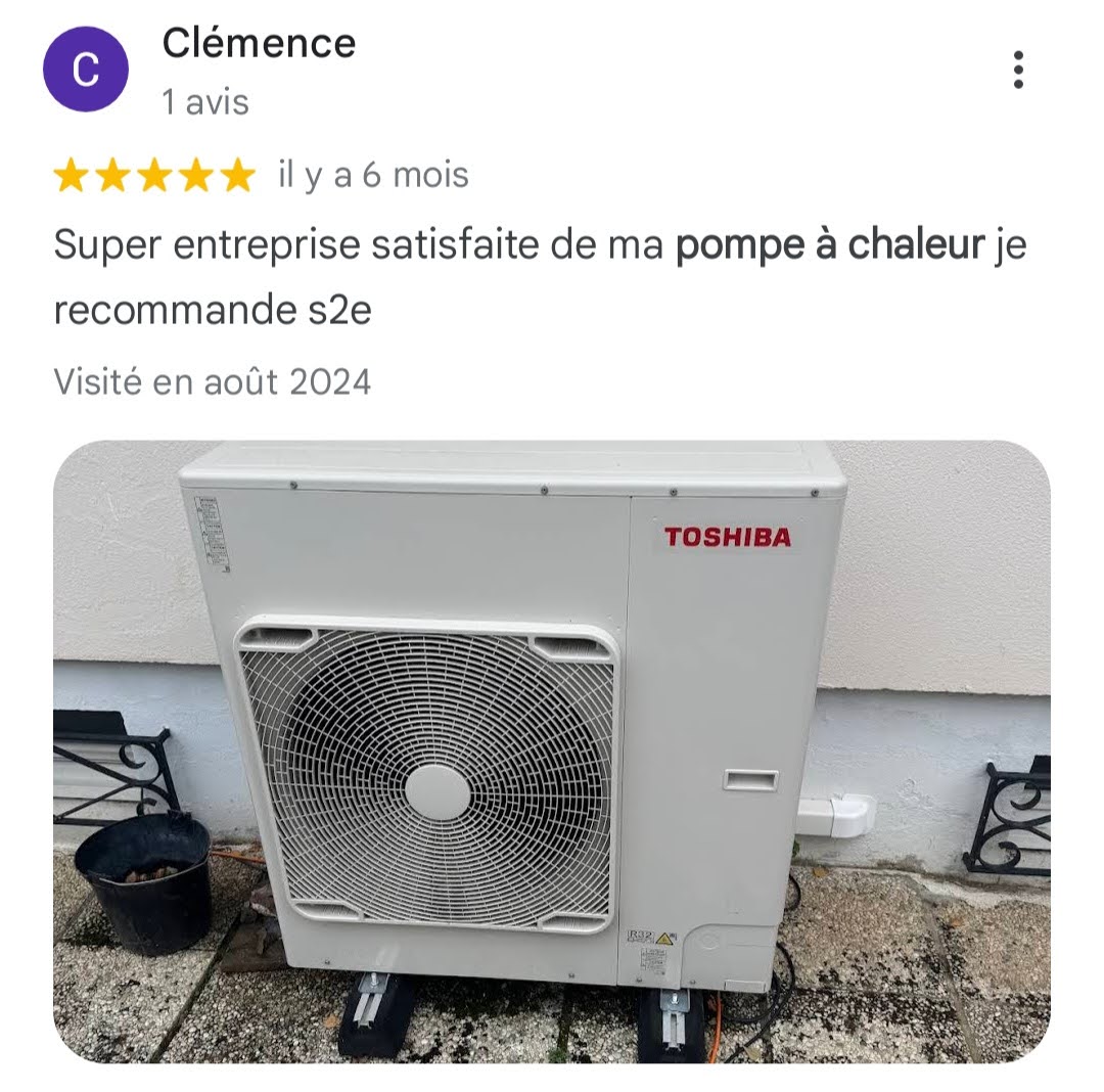 Avis Google 5 étoiles — Clémence — client S2E Normandie