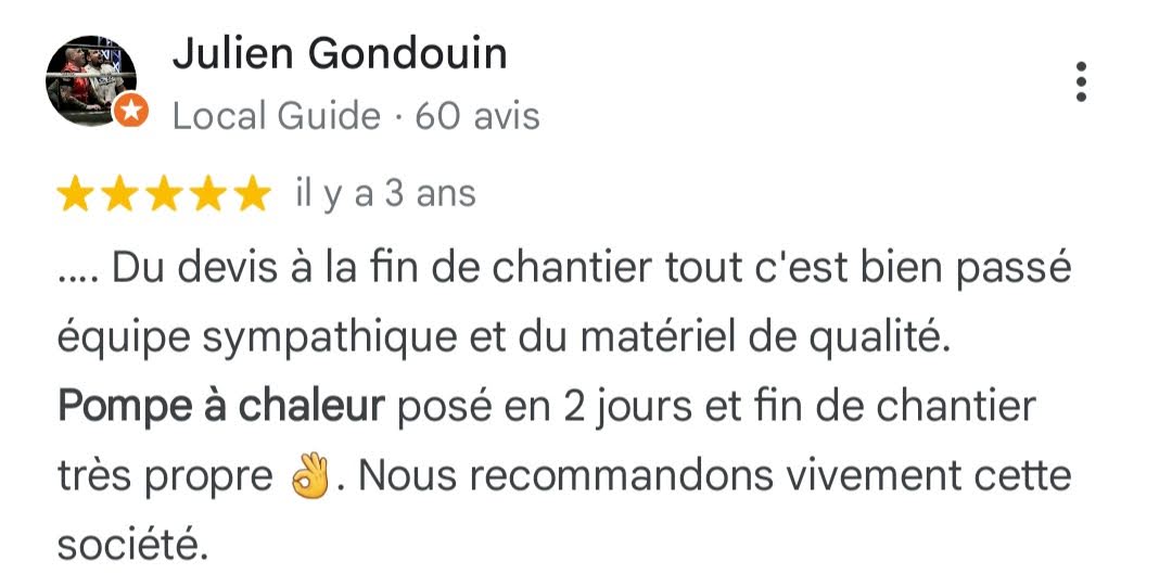 Avis Google 5 étoiles — Julien Gondouin (Local Guide) — client S2E Normandie
